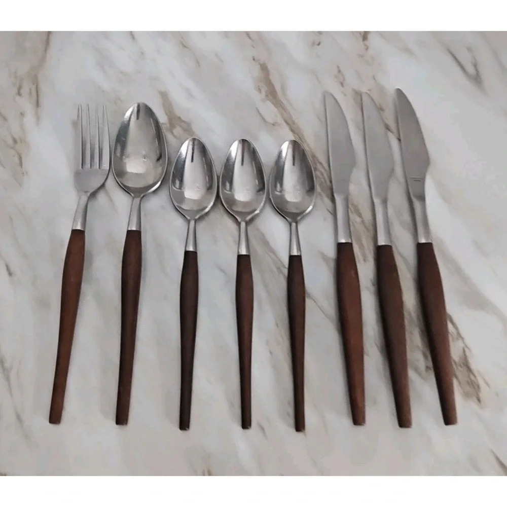 Stainless Japan Replacement Flatware Pieces Wood Handle 8 Random Pieces